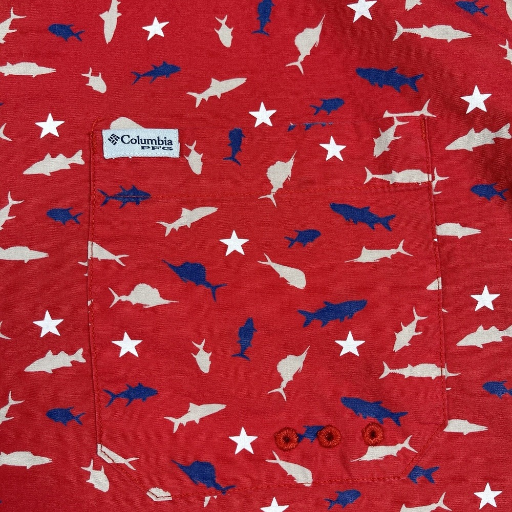 Columbia Shirt Mens Large Patriotic Angler PFG Vented Vacation Traveler Fishing - Picture 4 of 14